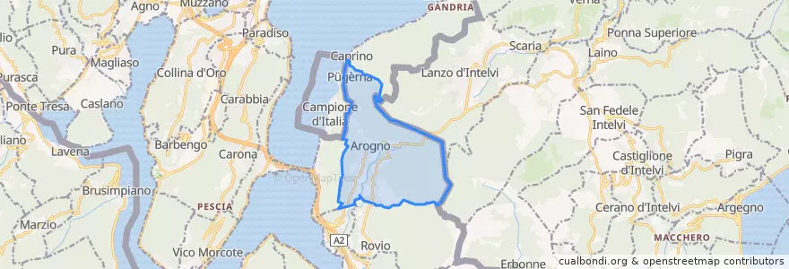 Mapa de ubicacion de Arogno.