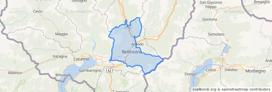 Mapa de ubicacion de Bellinzona.