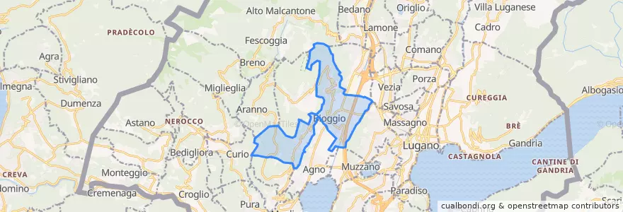 Mapa de ubicacion de Bioggio.