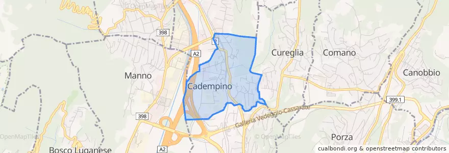 Mapa de ubicacion de Cadempino.