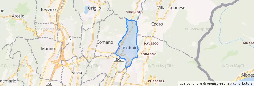 Mapa de ubicacion de Canobbio.
