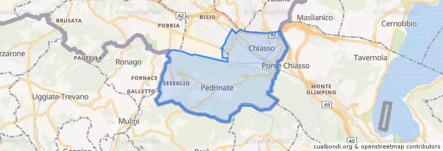 Mapa de ubicacion de Chiasso.