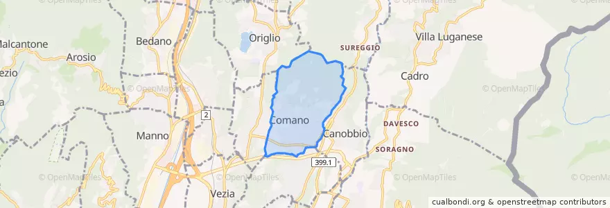Mapa de ubicacion de Comano.