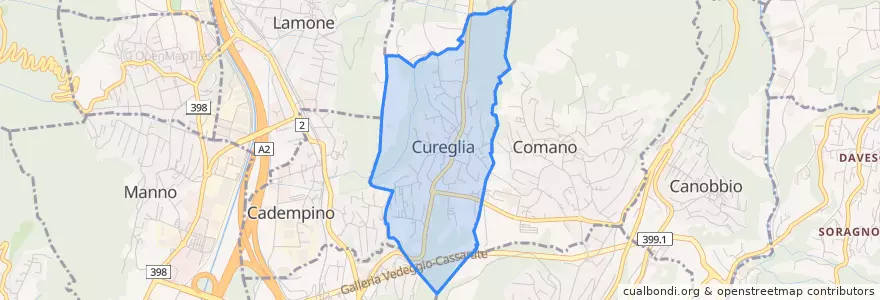 Mapa de ubicacion de Cureglia.