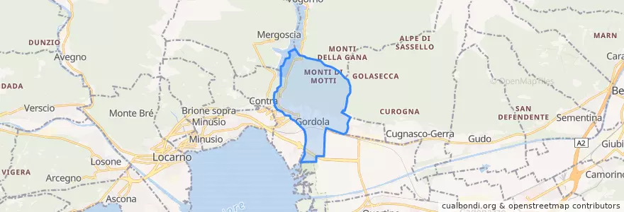 Mapa de ubicacion de Gordola.