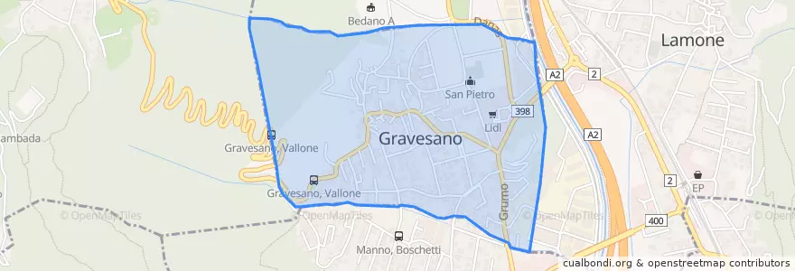 Mapa de ubicacion de Gravesano.