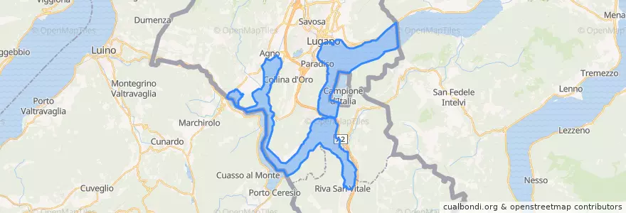 Mapa de ubicacion de Lago di Lugano.