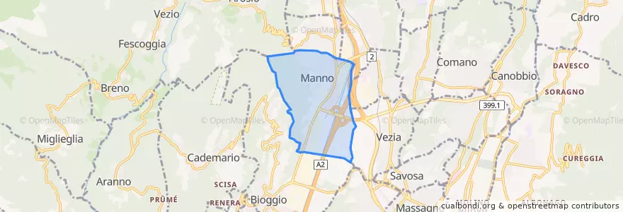 Mapa de ubicacion de Manno.