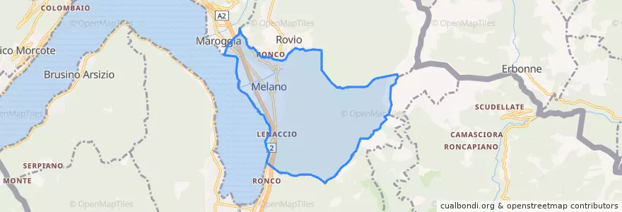 Mapa de ubicacion de Melano.