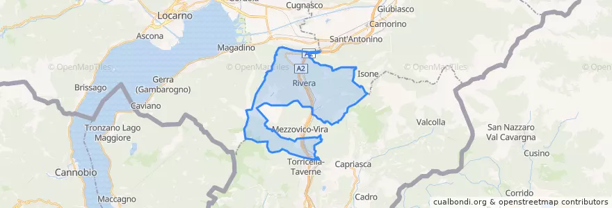 Mapa de ubicacion de Monteceneri.