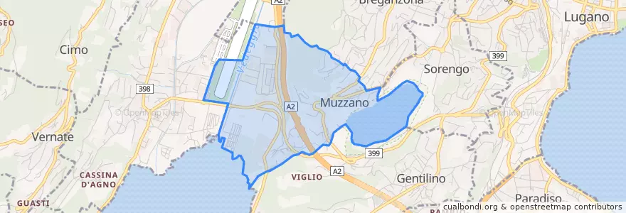 Mapa de ubicacion de Muzzano.