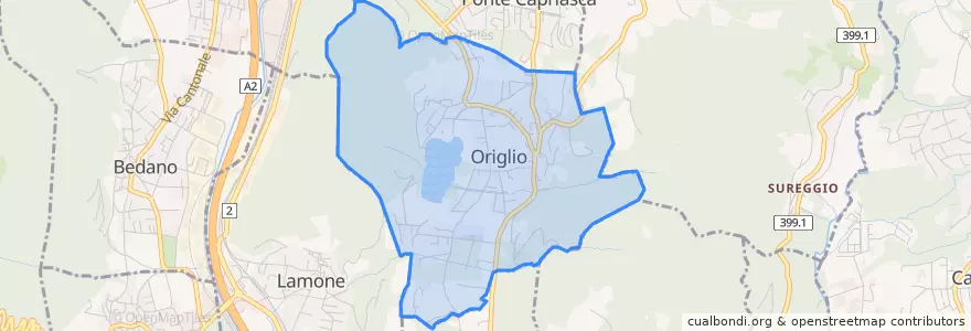 Mapa de ubicacion de Origlio.