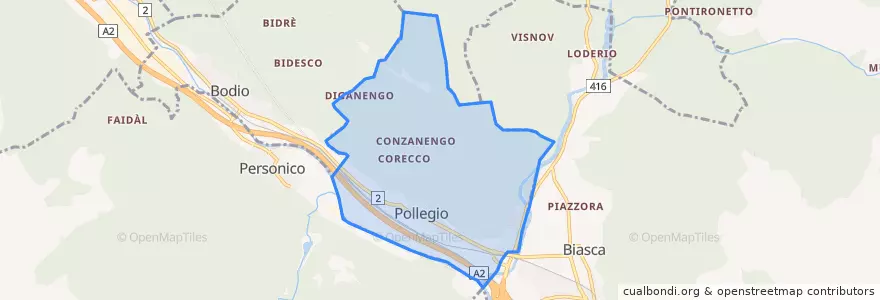 Mapa de ubicacion de Pollegio.