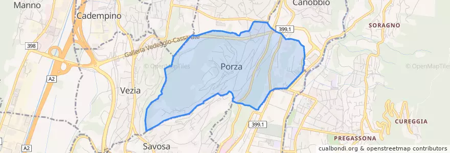 Mapa de ubicacion de Porza.