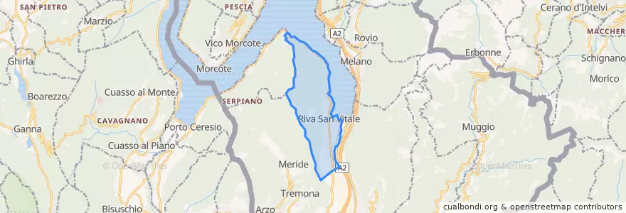 Mapa de ubicacion de Riva San Vitale.