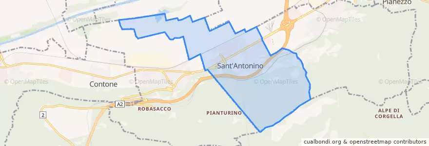 Mapa de ubicacion de Sant'Antonino.