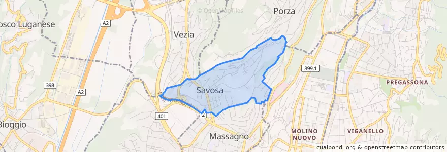 Mapa de ubicacion de Savosa.