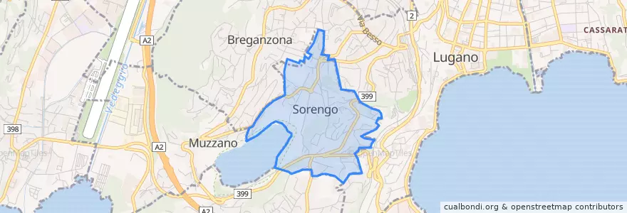 Mapa de ubicacion de Sorengo.