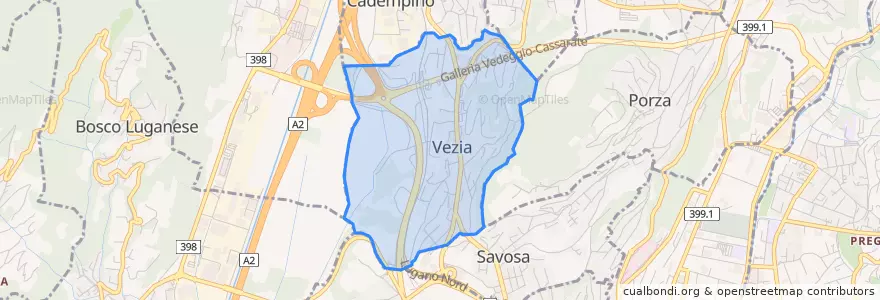 Mapa de ubicacion de Vezia.