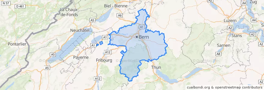 Mapa de ubicacion de Verwaltungskreis Bern-Mittelland.
