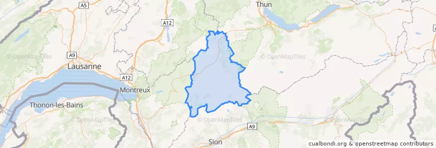 Mapa de ubicacion de Verwaltungskreis Obersimmental-Saanen.