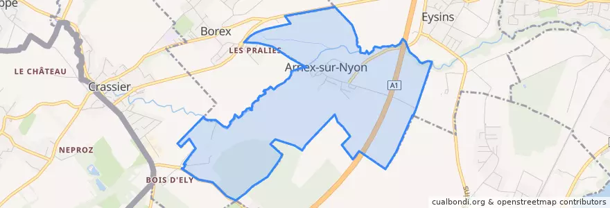 Mapa de ubicacion de Arnex-sur-Nyon.