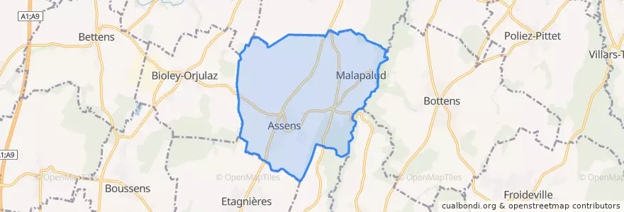Mapa de ubicacion de Assens.