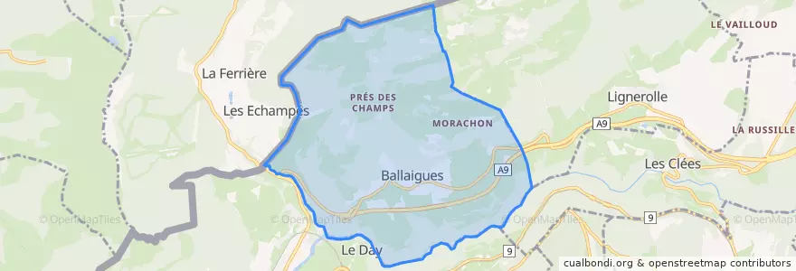 Mapa de ubicacion de Ballaigues.