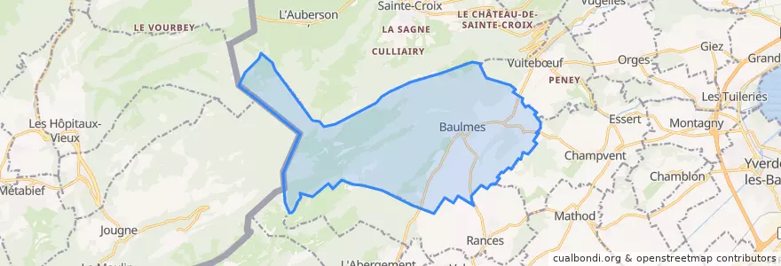 Mapa de ubicacion de Baulmes.