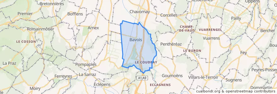 Mapa de ubicacion de Bavois.