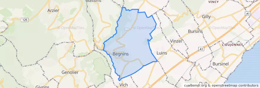 Mapa de ubicacion de Begnins.