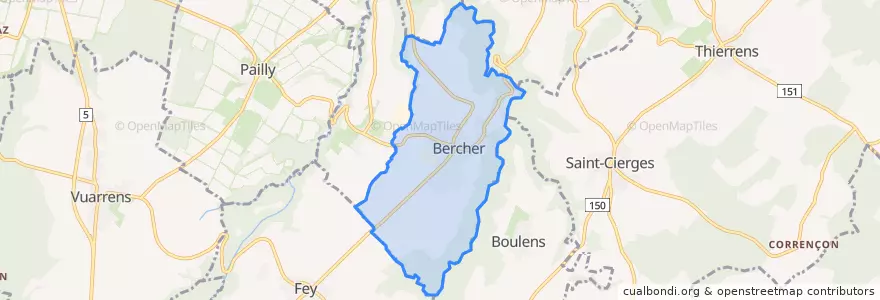 Mapa de ubicacion de Bercher.