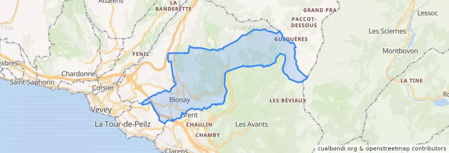 Mapa de ubicacion de Blonay.