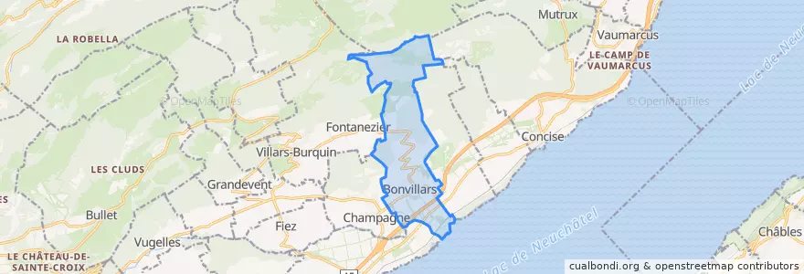 Mapa de ubicacion de Bonvillars.