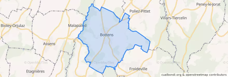 Mapa de ubicacion de Bottens.