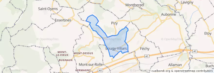 Mapa de ubicacion de Bougy-Villars.