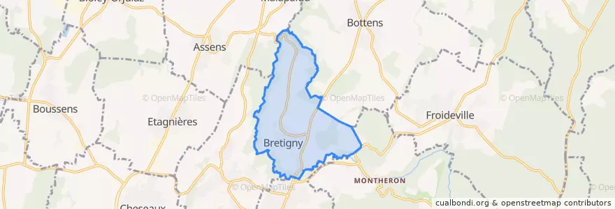 Mapa de ubicacion de Bretigny-sur-Morrens.