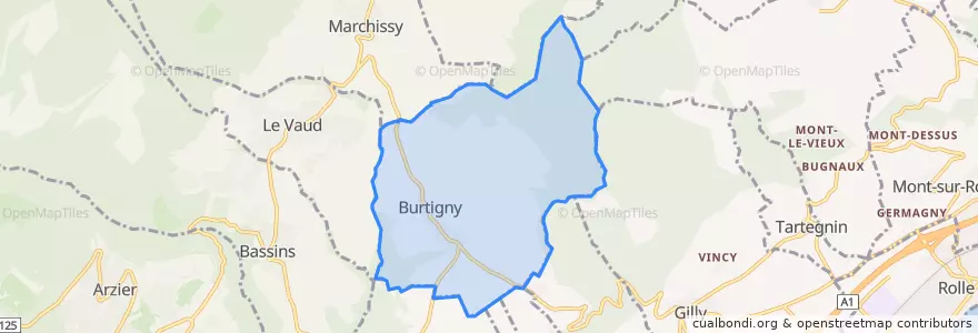 Mapa de ubicacion de Burtigny.