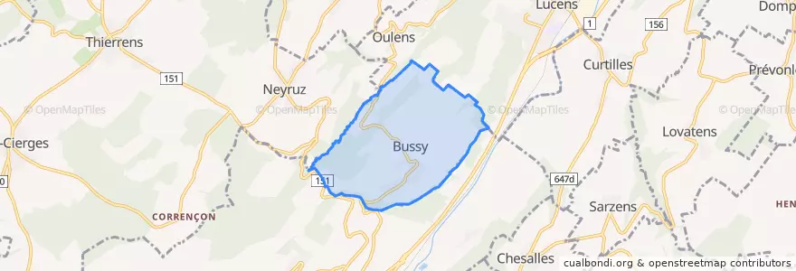 Mapa de ubicacion de Bussy-sur-Moudon.