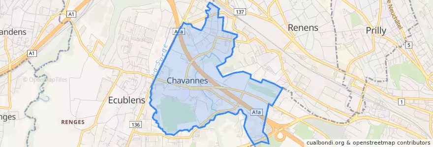 Mapa de ubicacion de Chavannes-près-Renens.