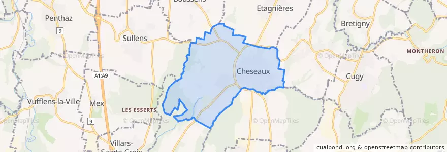 Mapa de ubicacion de Cheseaux-sur-Lausanne.