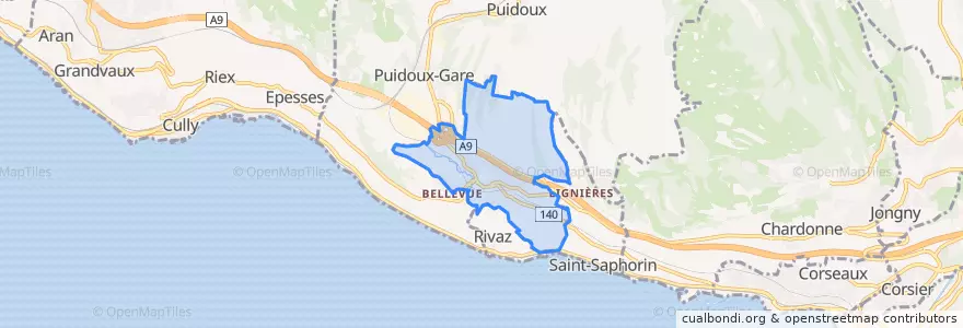 Mapa de ubicacion de Chexbres.