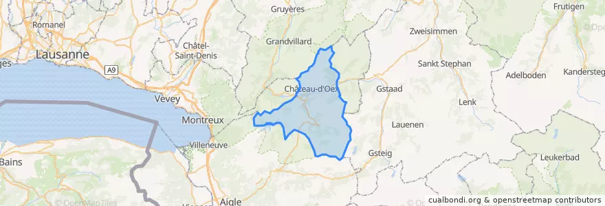 Mapa de ubicacion de Château-d'Oex.