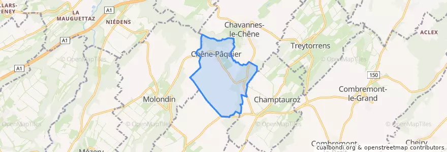 Mapa de ubicacion de Chêne-Pâquier.