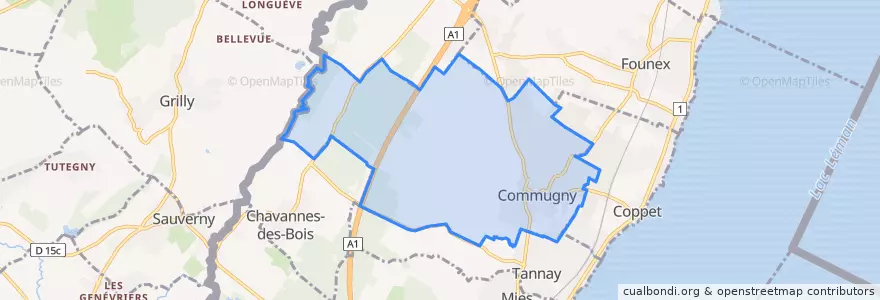 Mapa de ubicacion de Commugny.