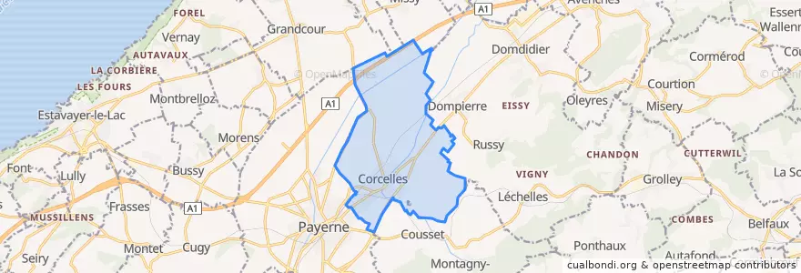 Mapa de ubicacion de Corcelles-près-Payerne.