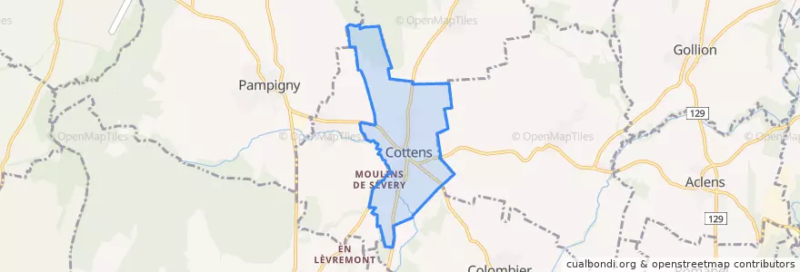 Mapa de ubicacion de Cottens (VD).