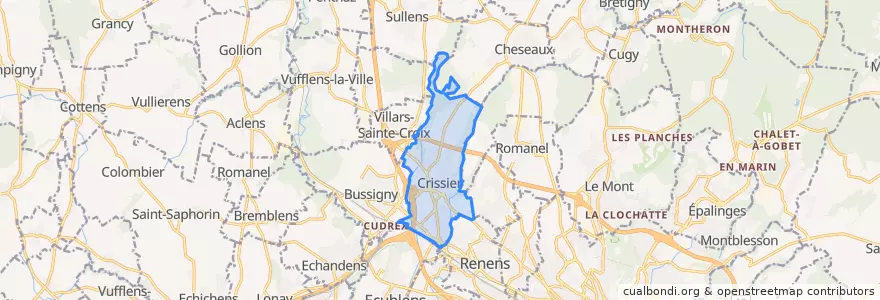 Mapa de ubicacion de Crissier.