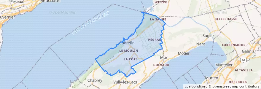 Mapa de ubicacion de Cudrefin.