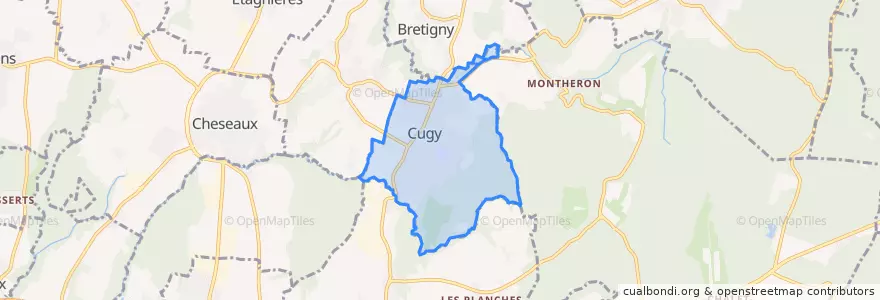 Mapa de ubicacion de Cugy.